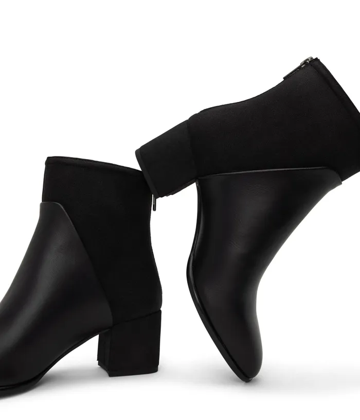 Women Dea Vegan Mid Heel Boots Black Matt and Nat Heels