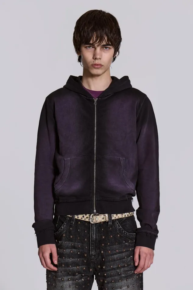 Women Deep Purple Fade Mini Monster Hoodie Jaded London Hoodies and Sweatshirts