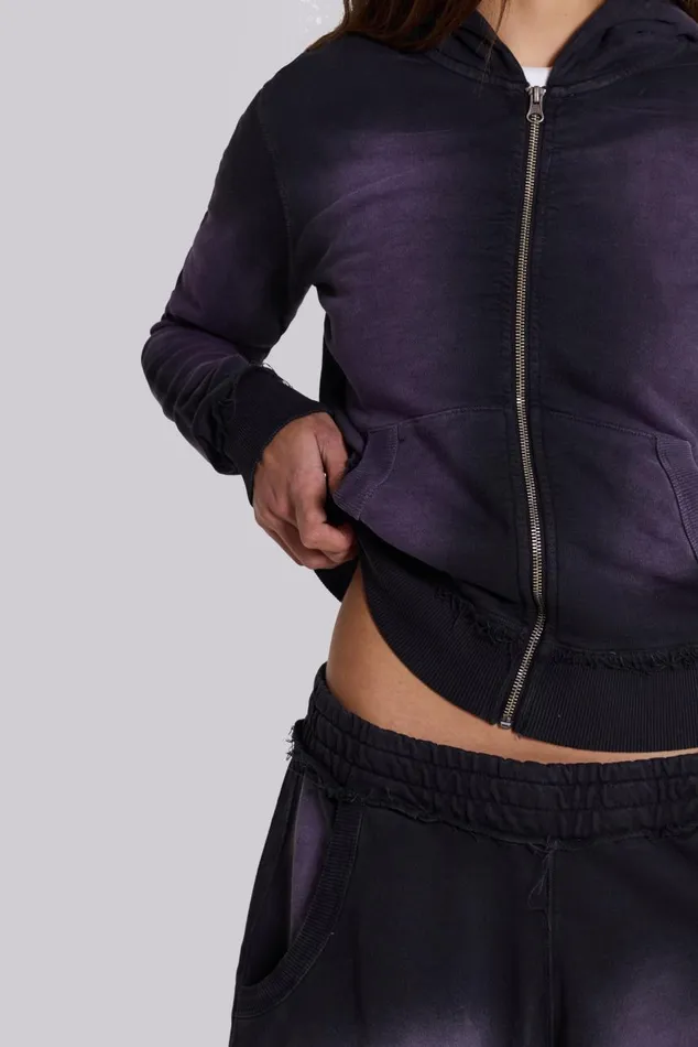 Women Deep Purple Fade Mini Monster Hoodie Jaded London Hoodies and Sweatshirts