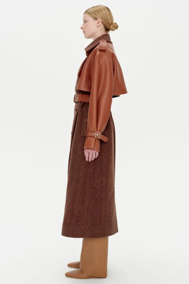 Women Doni Coat Beige Herringbone Multi Jonathan Simkhai Jackets and Coats