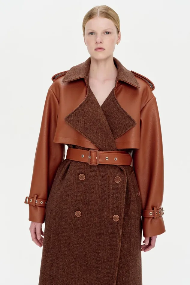 Women Doni Coat Beige Herringbone Multi Jonathan Simkhai Jackets and Coats