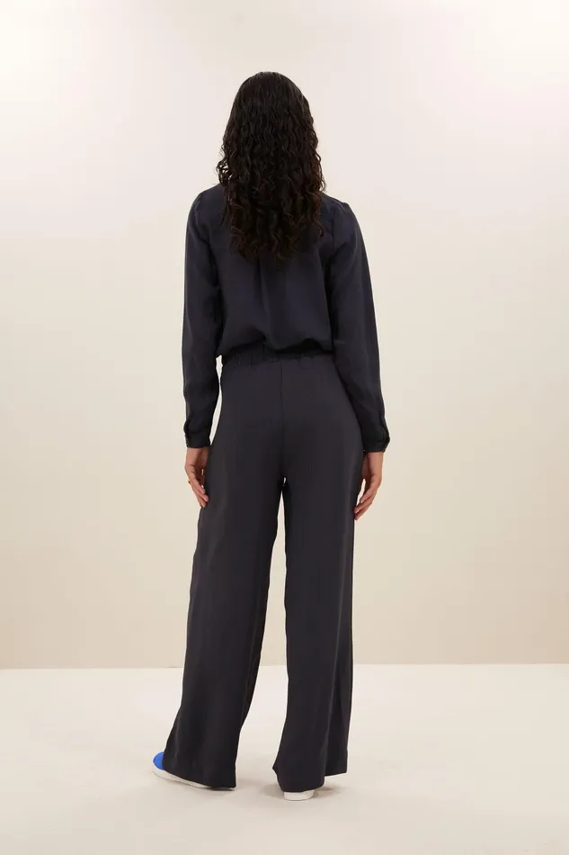 Women Donna Satin Stripe Blouse Graphite Bybar Blouses