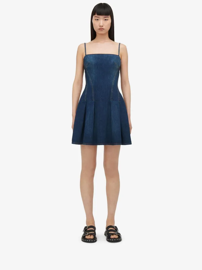 Women Dresses Alexander McQueen Denim Mini Dress Indigo