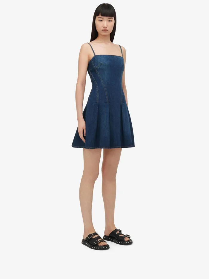 Women Dresses Alexander McQueen Denim Mini Dress Indigo