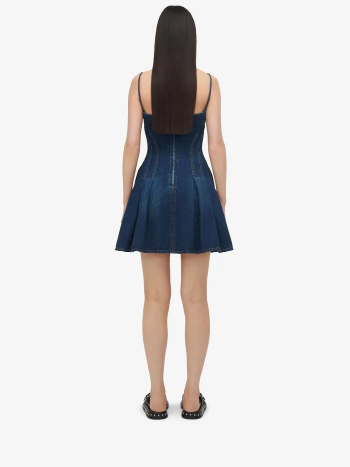Women Dresses Alexander McQueen Denim Mini Dress Indigo