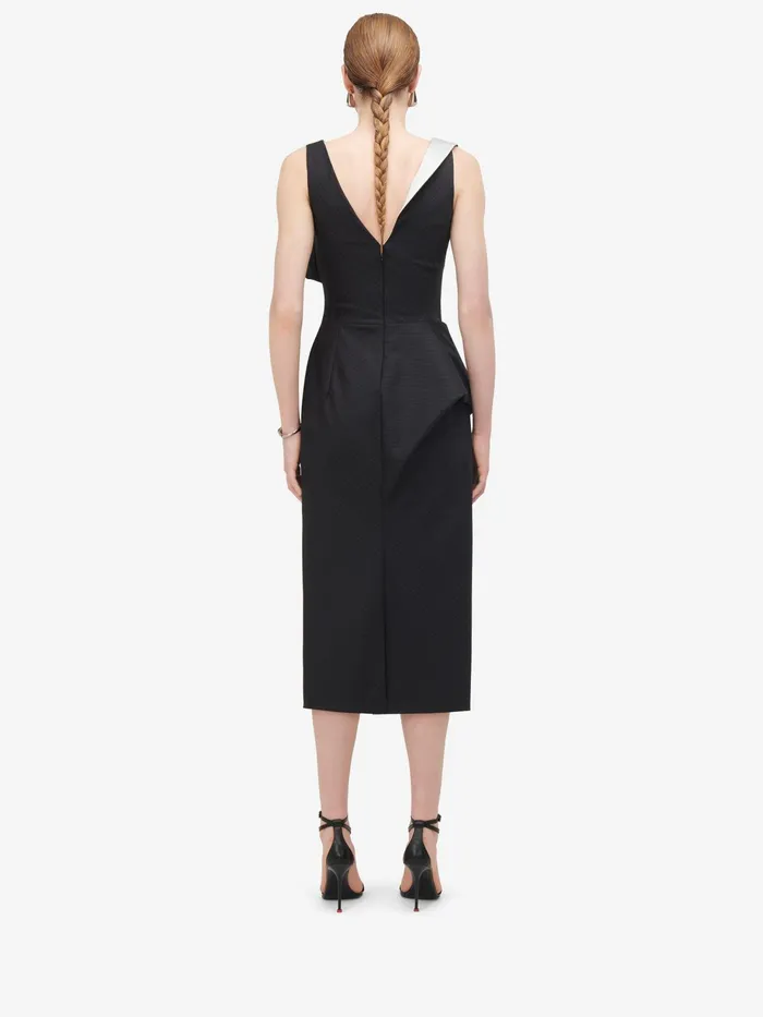 Women Dresses Alexander McQueen Pinstripe Asymmetric Pencil Dress Grey