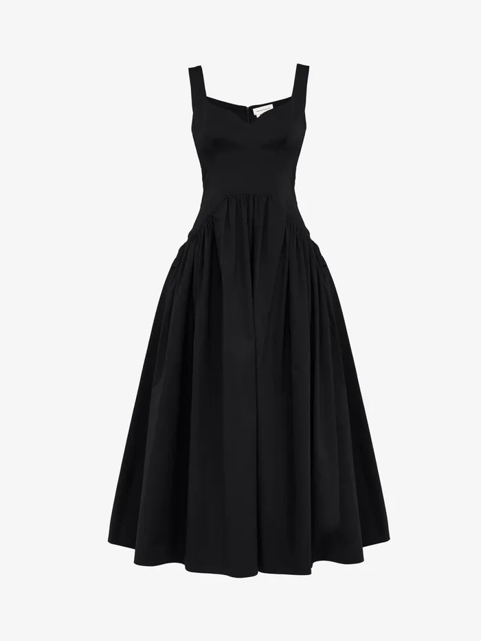 Women Dresses Alexander McQueen Sweetheart Neckline Midi Dress Black
