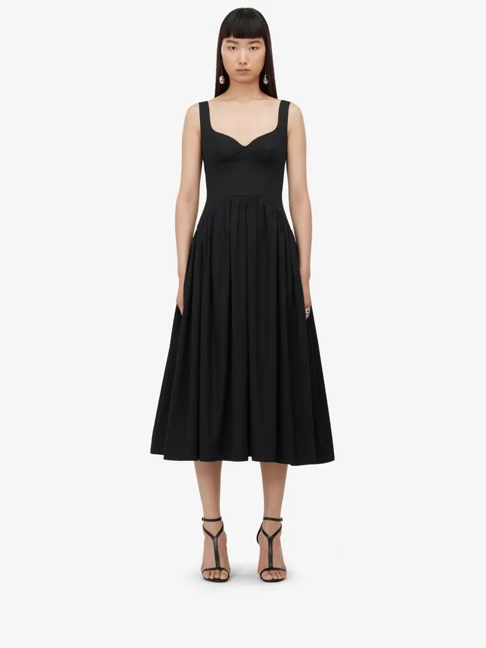 Women Dresses Alexander McQueen Sweetheart Neckline Midi Dress Black