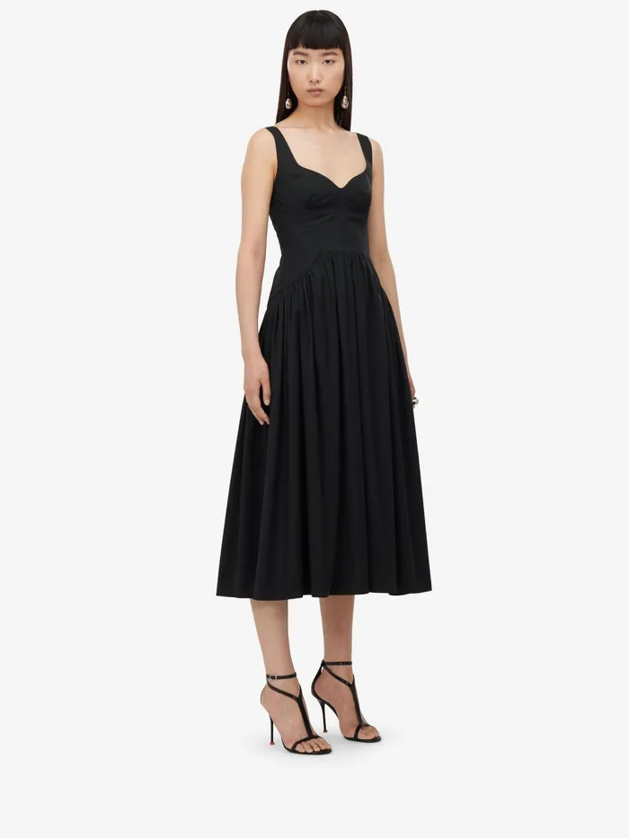 Women Dresses Alexander McQueen Sweetheart Neckline Midi Dress Black