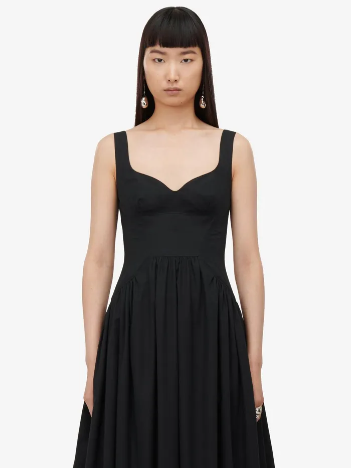 Women Dresses Alexander McQueen Sweetheart Neckline Midi Dress Black