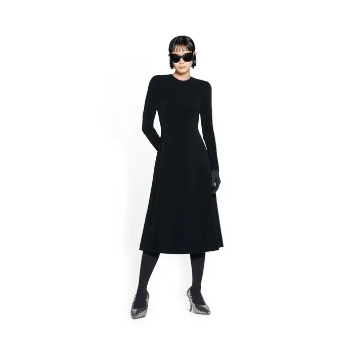 Women Dresses and Skirts Balenciaga Aline Crewneck Dress In Black
