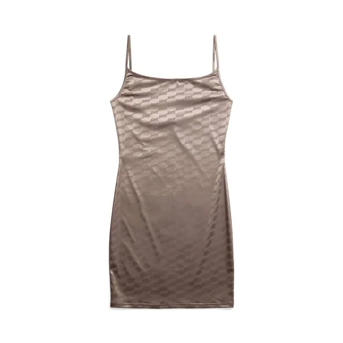 Women Dresses and Skirts Balenciaga Bb Monogram Slip Dress In Dark Beige
