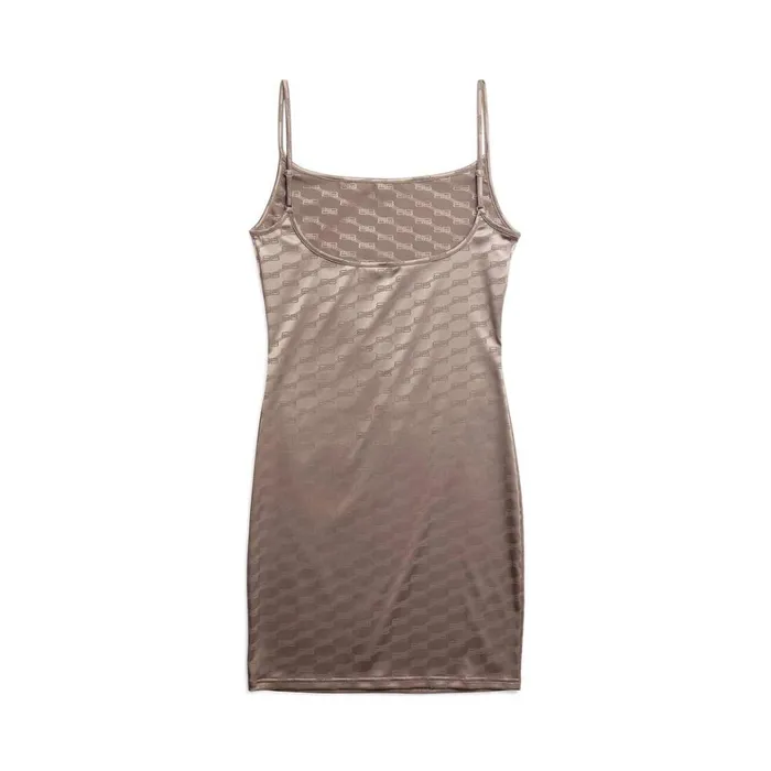 Women Dresses and Skirts Balenciaga Bb Monogram Slip Dress In Dark Beige