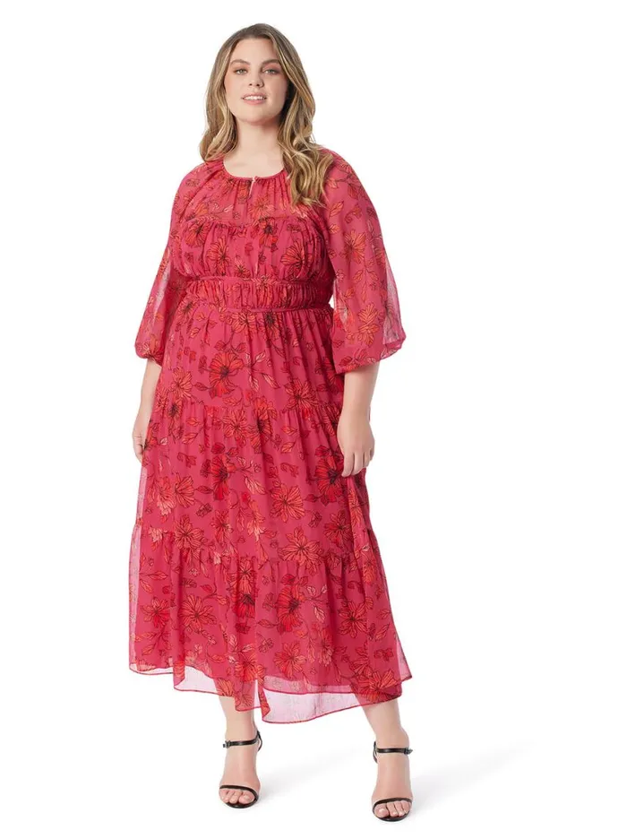 Women Dresses Jessica Simpson Adeline Maxi Dress In Outlined Blossoms