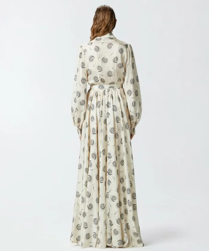 Women Dresses Pinko Long Shirt Dress With Swirl Print Creamblack Women Dresses Pinko Long Shirt Dress With Swirl Print Creamblack