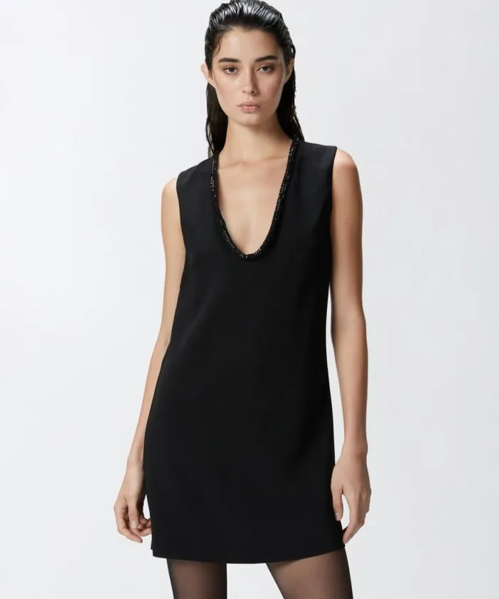 Women Dresses Pinko Mini Dress With Jewel Neck Limo Black