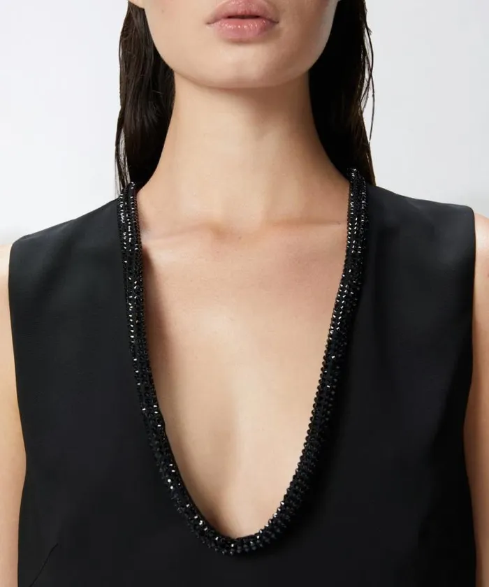 Women Dresses Pinko Mini Dress With Jewel Neck Limo Black Women Dresses Pinko Mini Dress With Jewel Neck Limo Black