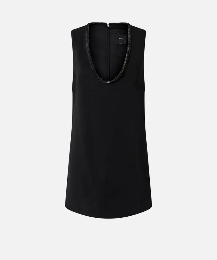 Women Dresses Pinko Mini Dress With Jewel Neck Limo Black Women Dresses Pinko Mini Dress With Jewel Neck Limo Black