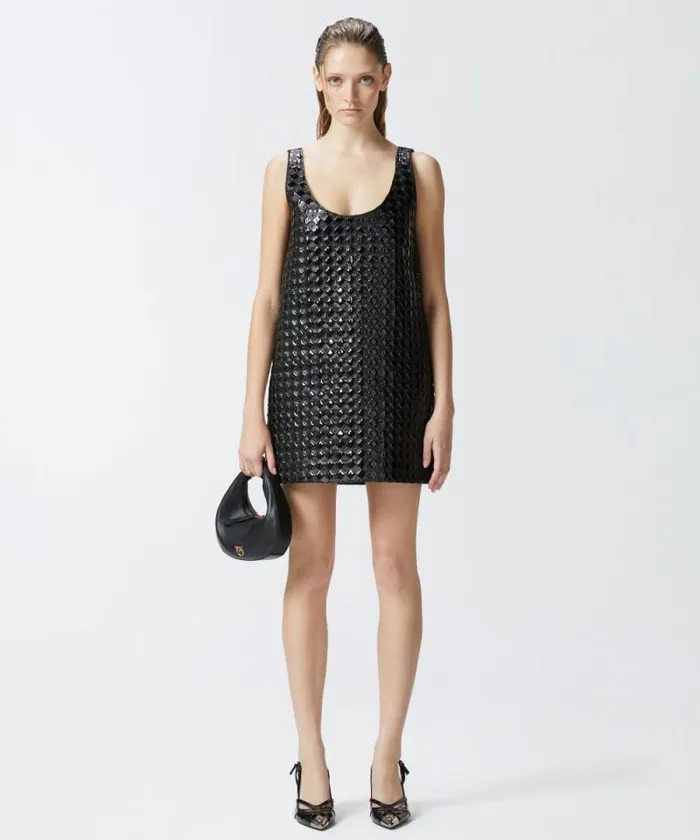 Women Dresses Pinko Mini Patent Leathereffect Sheath Dress Limo Black