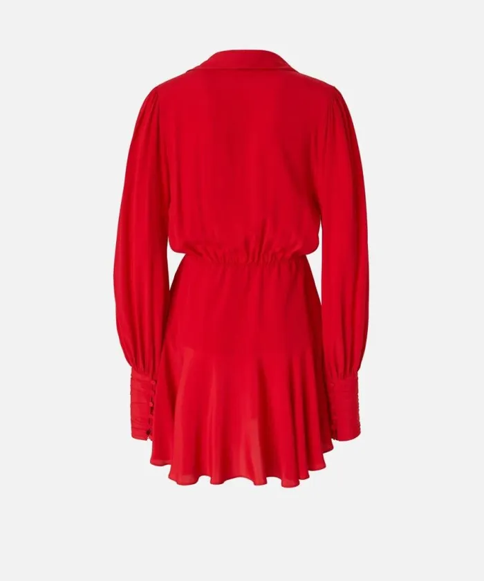 Women Dresses Pinko Plungingneck Silkblend Mini Dress Salsa Red Women Dresses Pinko Plungingneck Silkblend Mini Dress Salsa Red