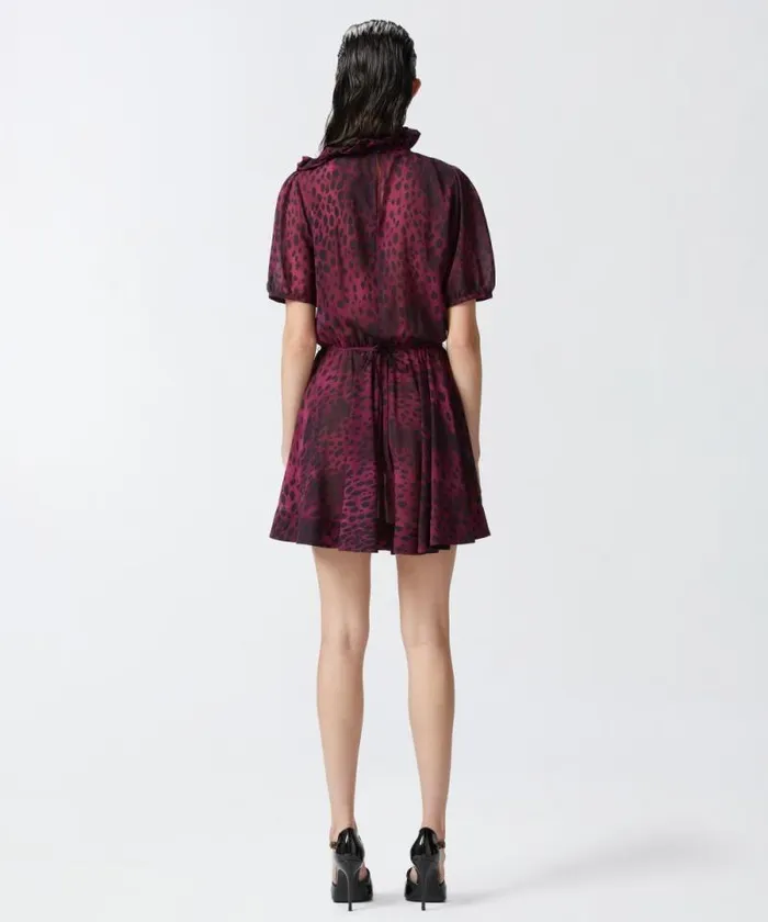 Women Dresses Pinko Spotted Georgette Mini Dress Burgundyblack Women Dresses Pinko Spotted Georgette Mini Dress Burgundyblack