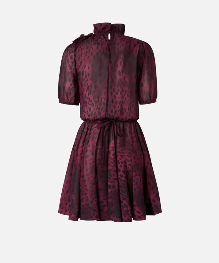 Women Dresses Pinko Spotted Georgette Mini Dress Burgundyblack Women Dresses Pinko Spotted Georgette Mini Dress Burgundyblack