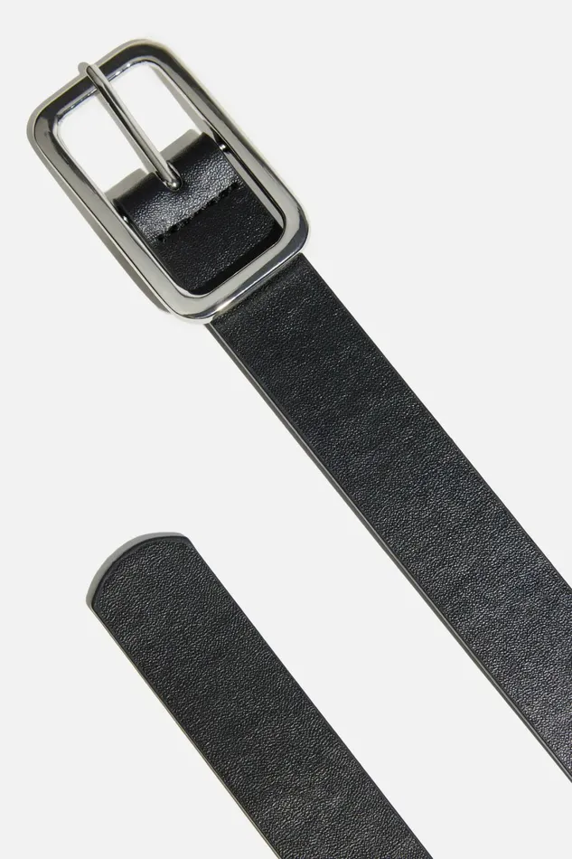 Women Dynamite Belts Skinny Round Square Buckle Belt Black