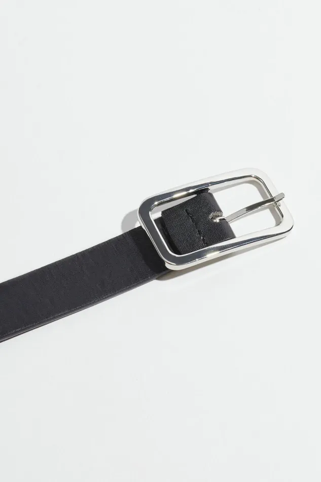 Women Dynamite Belts Skinny Round Square Buckle Belt Black
