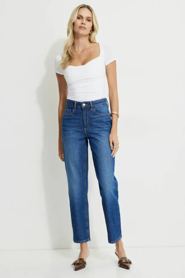 Women Dynamite Bodysuits Shirred Sweetheart Bodysuit White