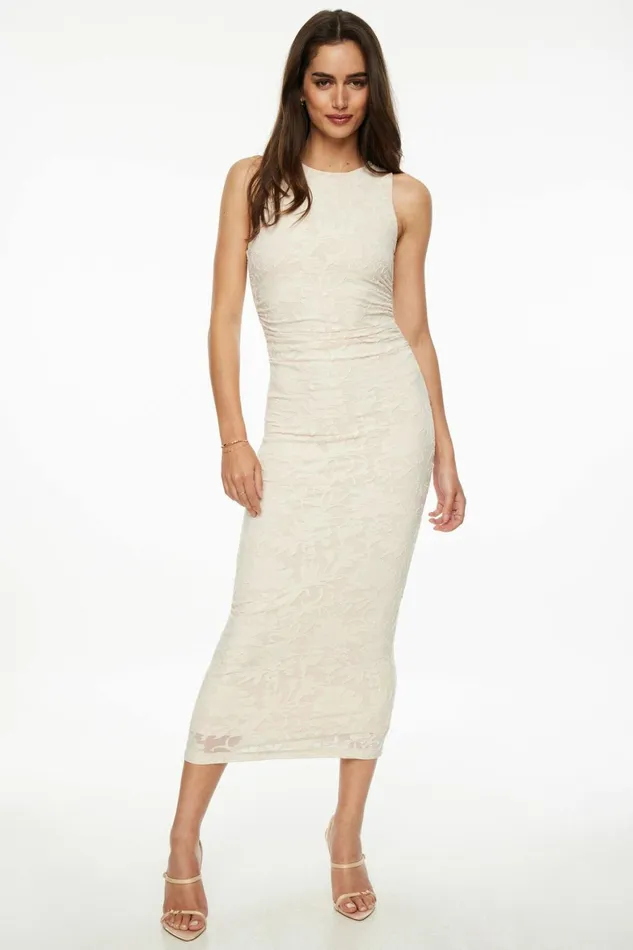 Women Dynamite Dresses and Jumpsuits Jacquard Floral Maxi Dress White