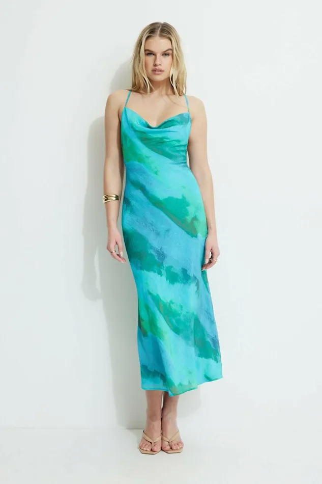 Women Dynamite Dresses and Jumpsuits Open Back Midi Dress Blue