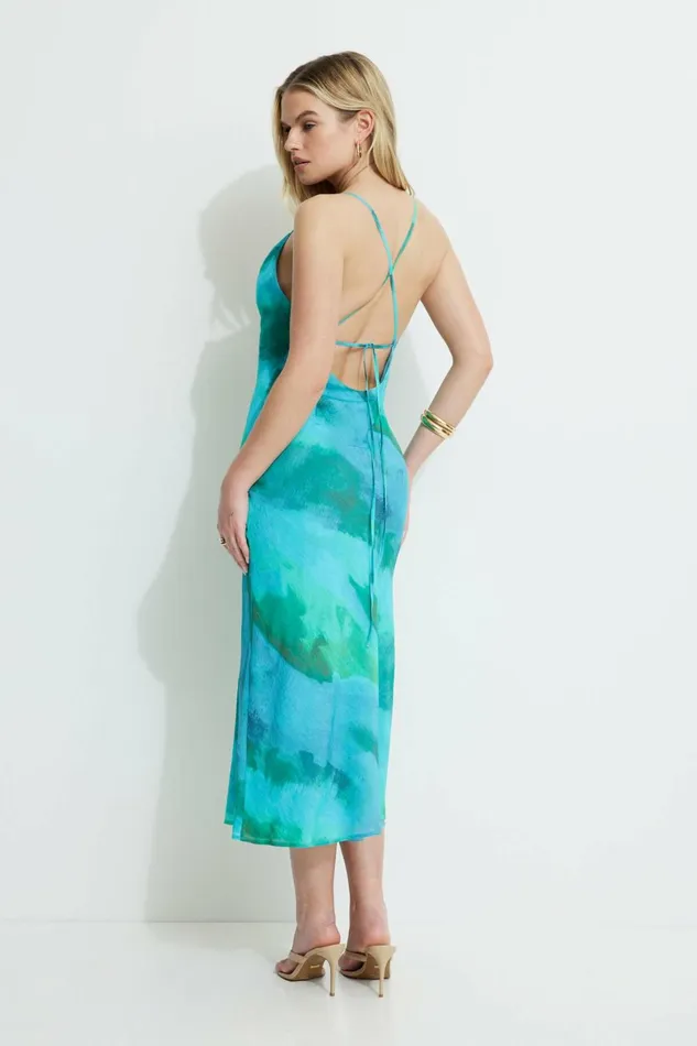 Women Dynamite Dresses and Jumpsuits Open Back Midi Dress Blue