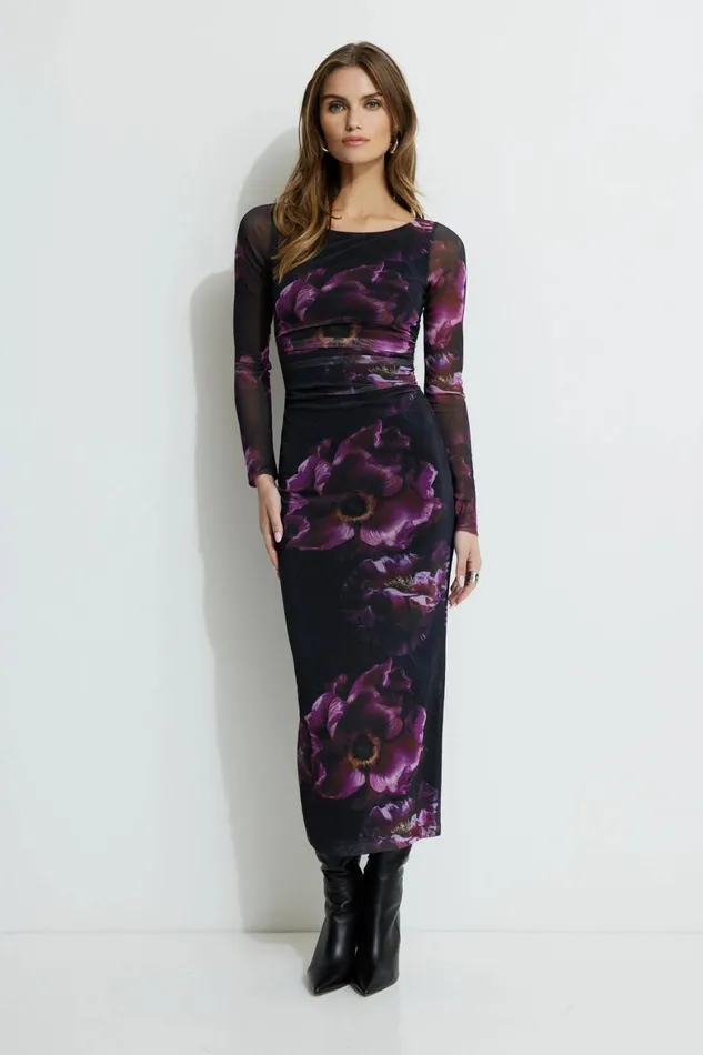 Women Dynamite Dresses and Jumpsuits Serene Mesh Maxi Dress Purple