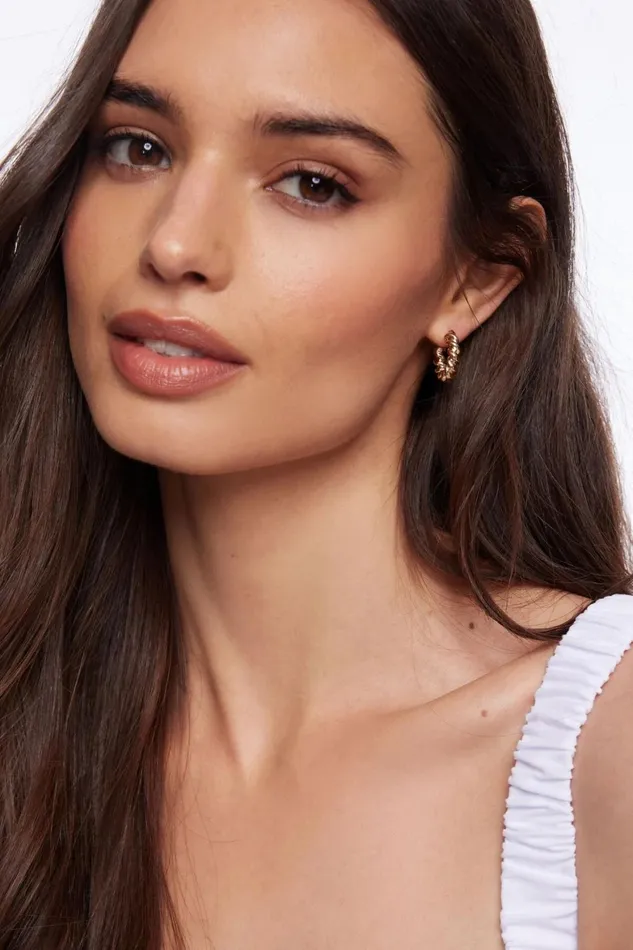 Women Dynamite Earrings 3Pack Knotted Hoop Earrings Yellow