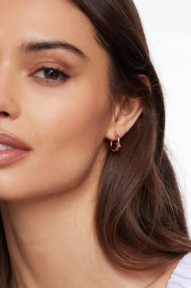 Women Dynamite Earrings 3Pack Knotted Hoop Earrings Yellow