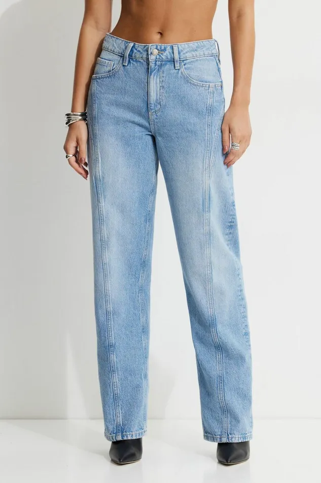 Women Dynamite Jeans and Denim Mika Relaxed Straight Twisted Seam Jeans Blue