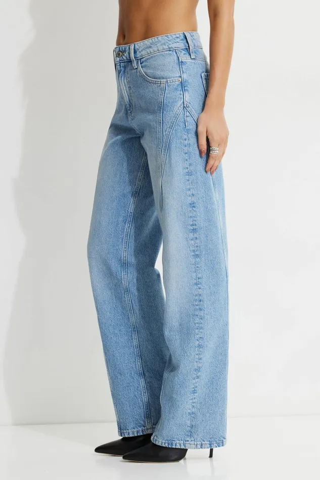 Women Dynamite Jeans and Denim Mika Relaxed Straight Twisted Seam Jeans Blue