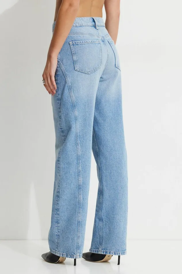 Women Dynamite Jeans and Denim Mika Relaxed Straight Twisted Seam Jeans Blue