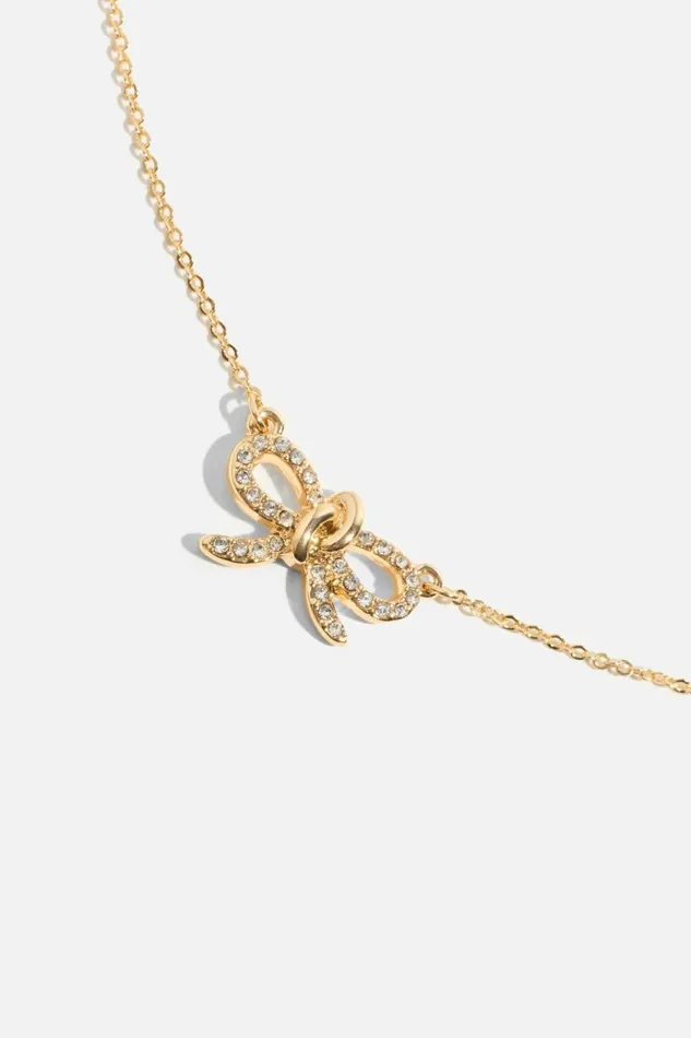 Women Dynamite Necklaces Gem Knotted Bow Necklace White