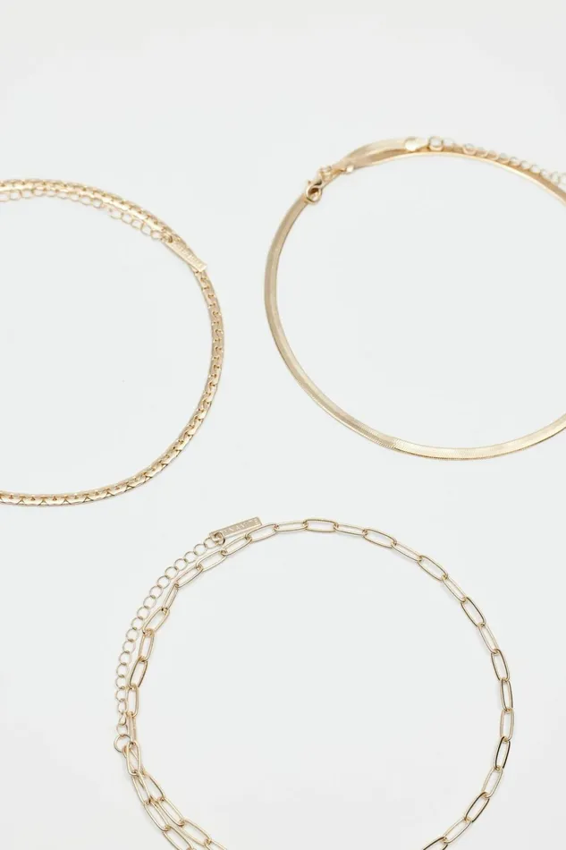 Women Dynamite Necklaces Layered Paperclip Snake and Flat Chain Necklace Yellow