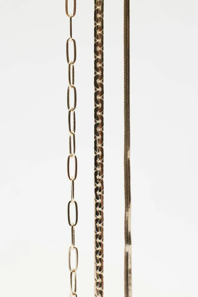 Women Dynamite Necklaces Layered Paperclip Snake and Flat Chain Necklace Yellow