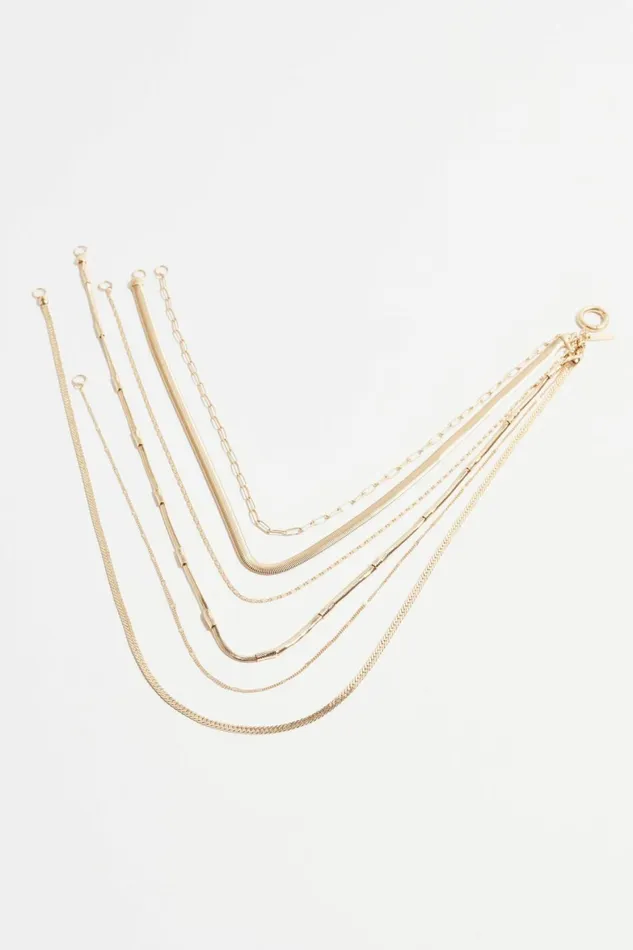 Women Dynamite Necklaces Layered Textured Chain Round Necklace Yellow
