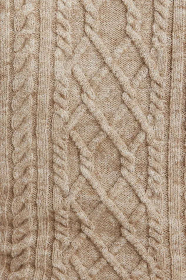 Women Dynamite Short Sleeve Tops Andi Cable Knit Sweater Beige