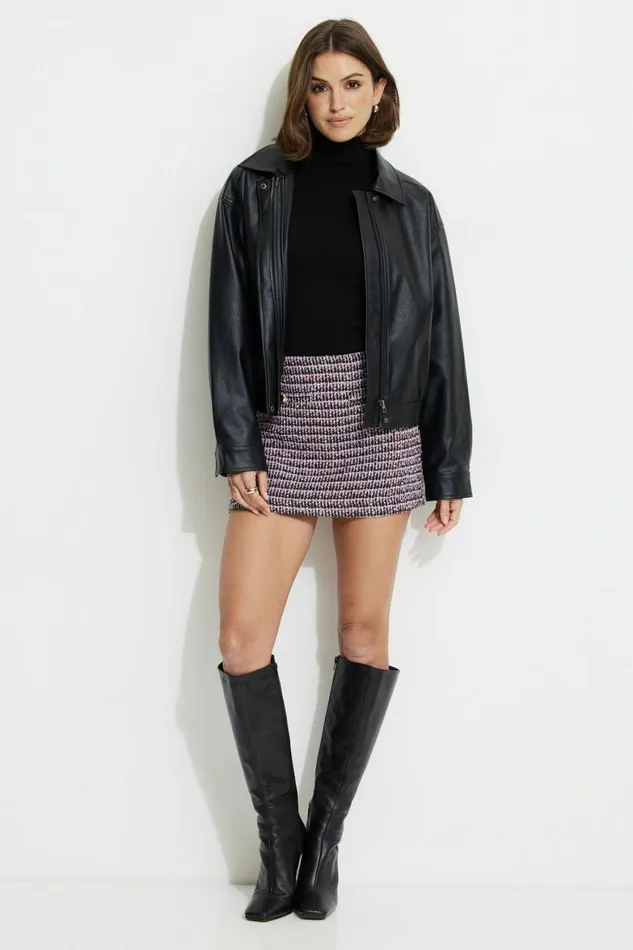 Women Dynamite Skirts and Skorts Tweed Mini Skirt Purple