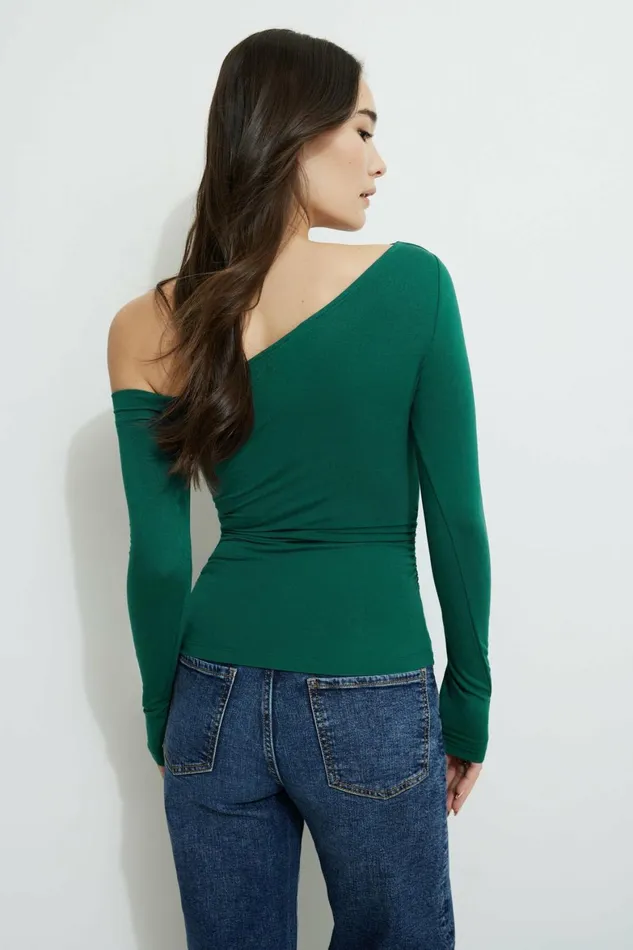 Women Dynamite Tops Kat Single Shoulder Jersey Top Green