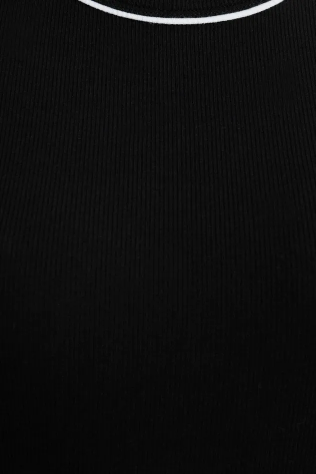 Women Dynamite Tops Olive Ribbed Crewneck TShirt Black