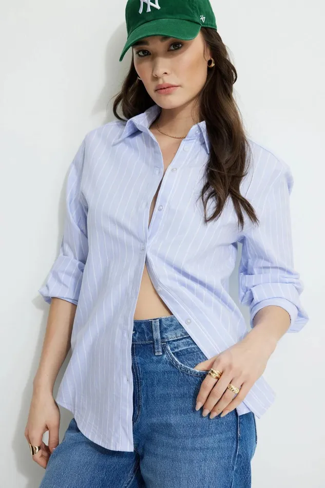 Women Dynamite Tops Sutton Shirt Blue