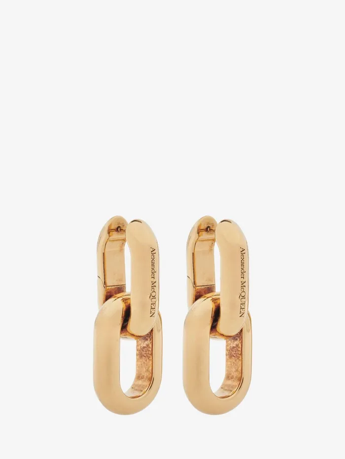 Women Earrings Alexander McQueen Peak Chain Earrings Gold