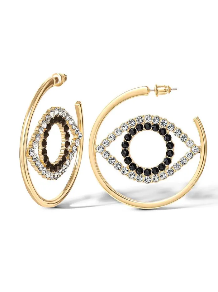 Women Earrings Jessica Simpson Crystal Eye Hoop Earrings