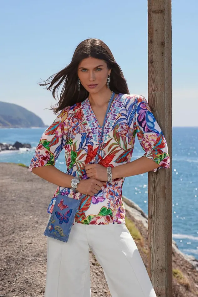 Women EASY FIELD BLOUSE Biarritz Johnny Was Tops Women EASY FIELD BLOUSE Biarritz Johnny Was Tops
